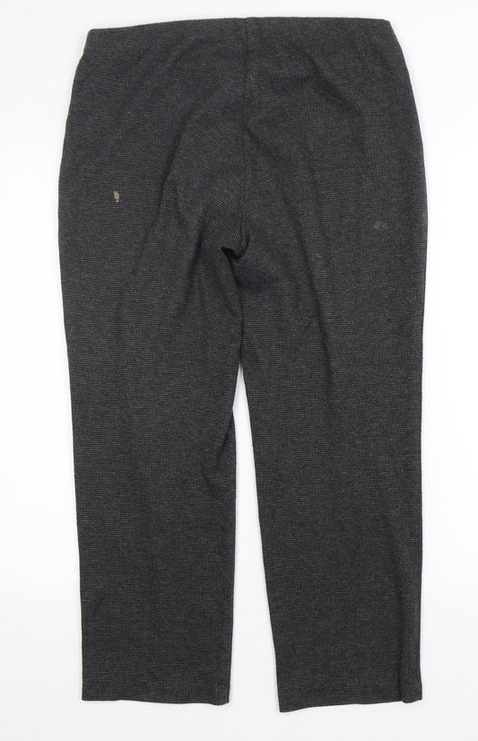 Marks and Spencer Womens Grey  Polyester Cropped Trousers Size 12 L26 in Regular