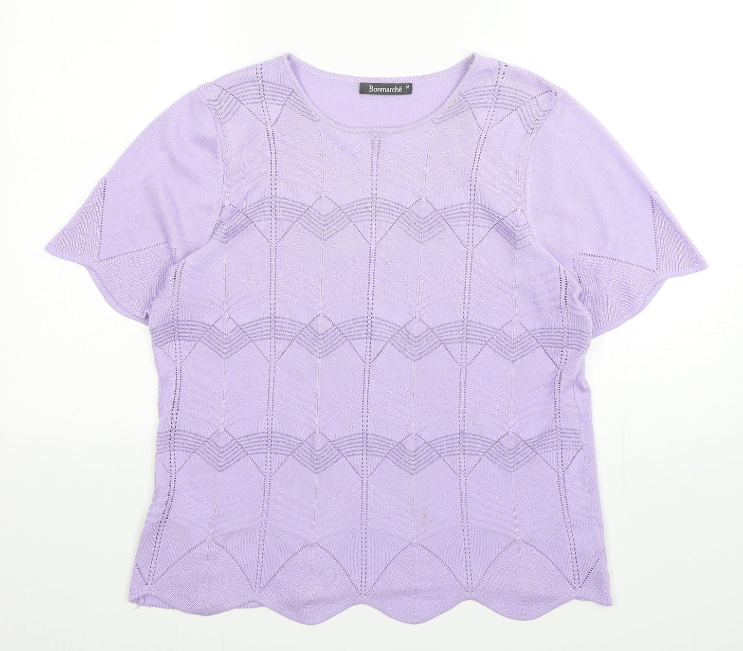 Bonmarché Womens Purple  Acrylic Basic T-Shirt Size M Round Neck