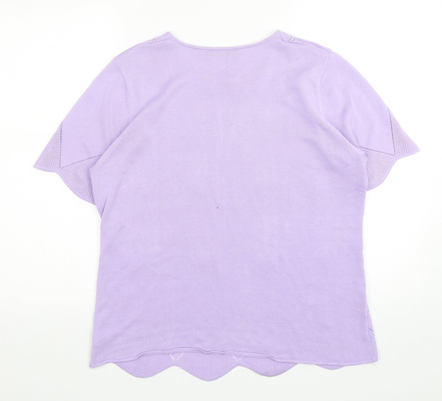 Bonmarché Womens Purple  Acrylic Basic T-Shirt Size M Round Neck