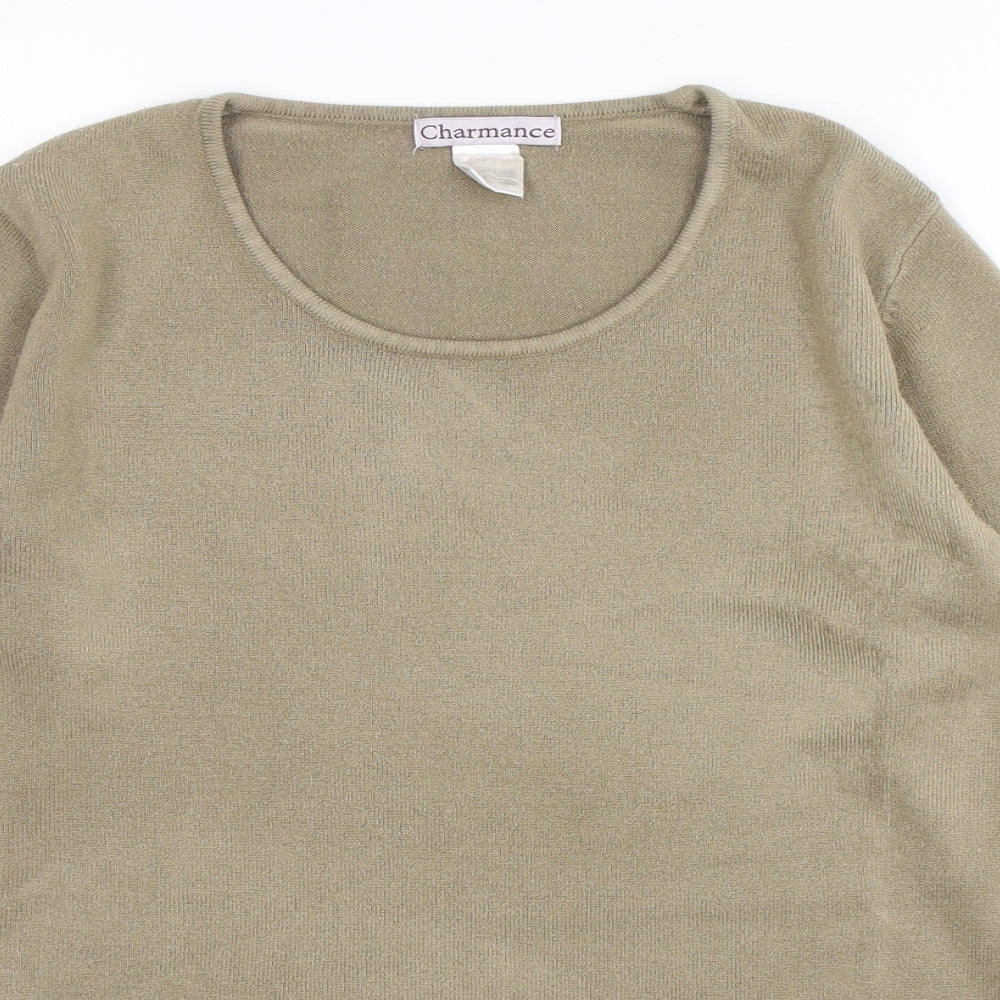 Chaemance Womens Green Round Neck  Acrylic Pullover Jumper Size 18