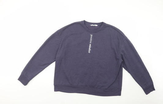 Primark Womens Blue  Cotton Pullover Sweatshirt Size 16  Pullover - Positive Mindset