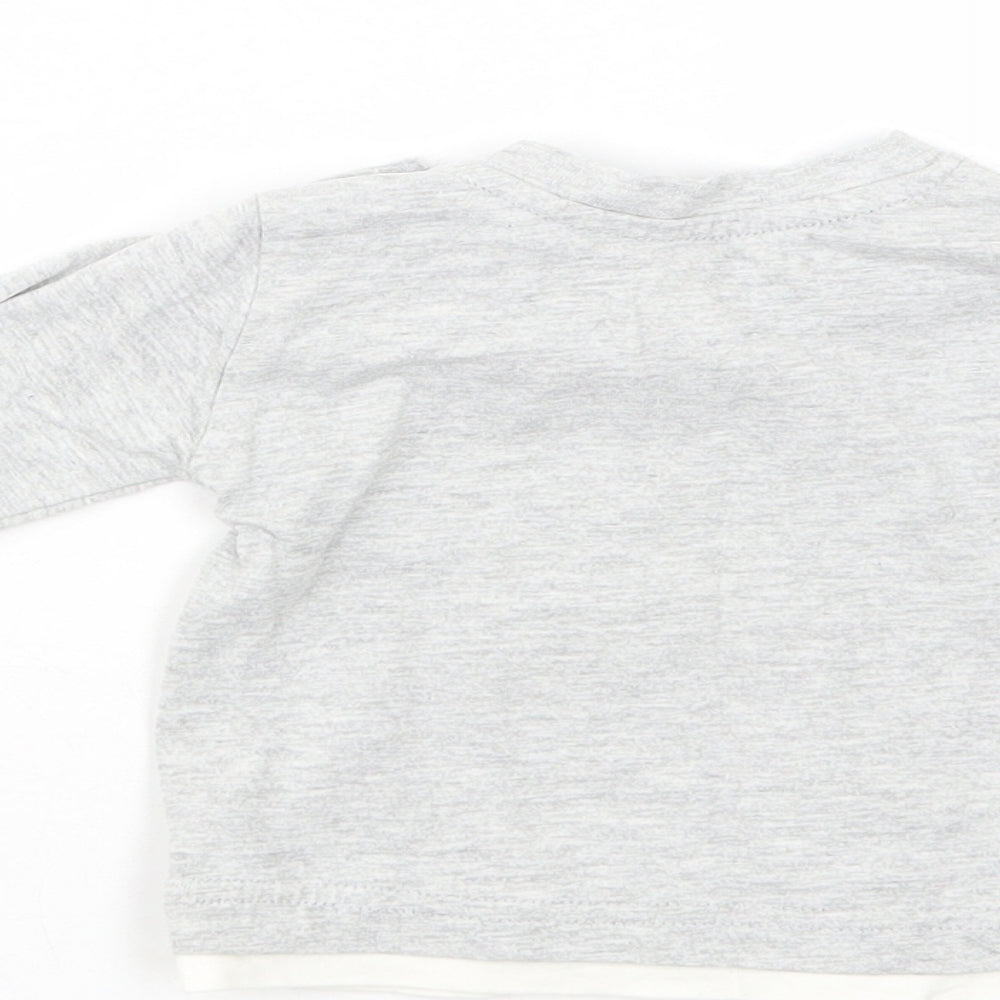 Dunnes Stores Baby Grey  Cotton Basic T-Shirt Size 0-3 Months Crew Neck Snap - Just Out