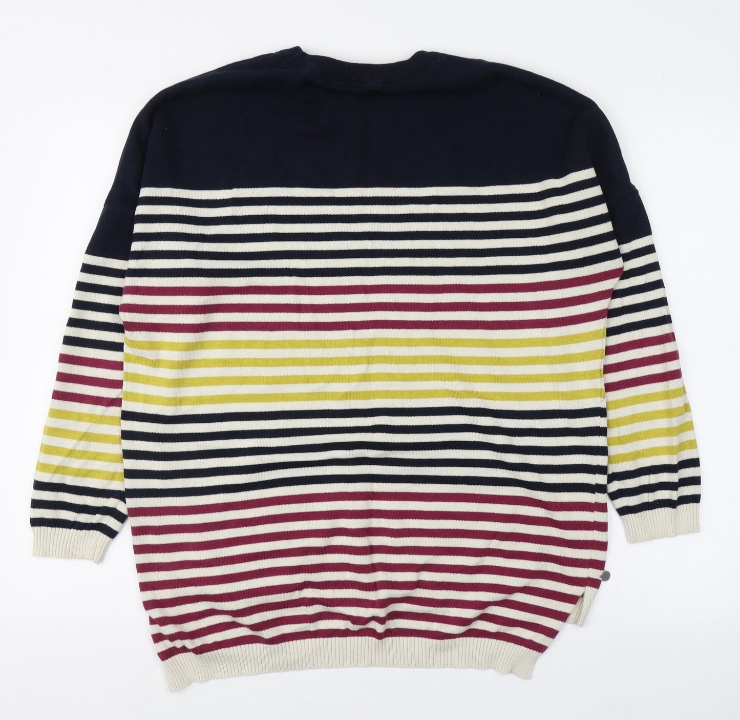 Brakburn Womens Multicoloured Round Neck Striped Cotton Pullover Jumper Size 10