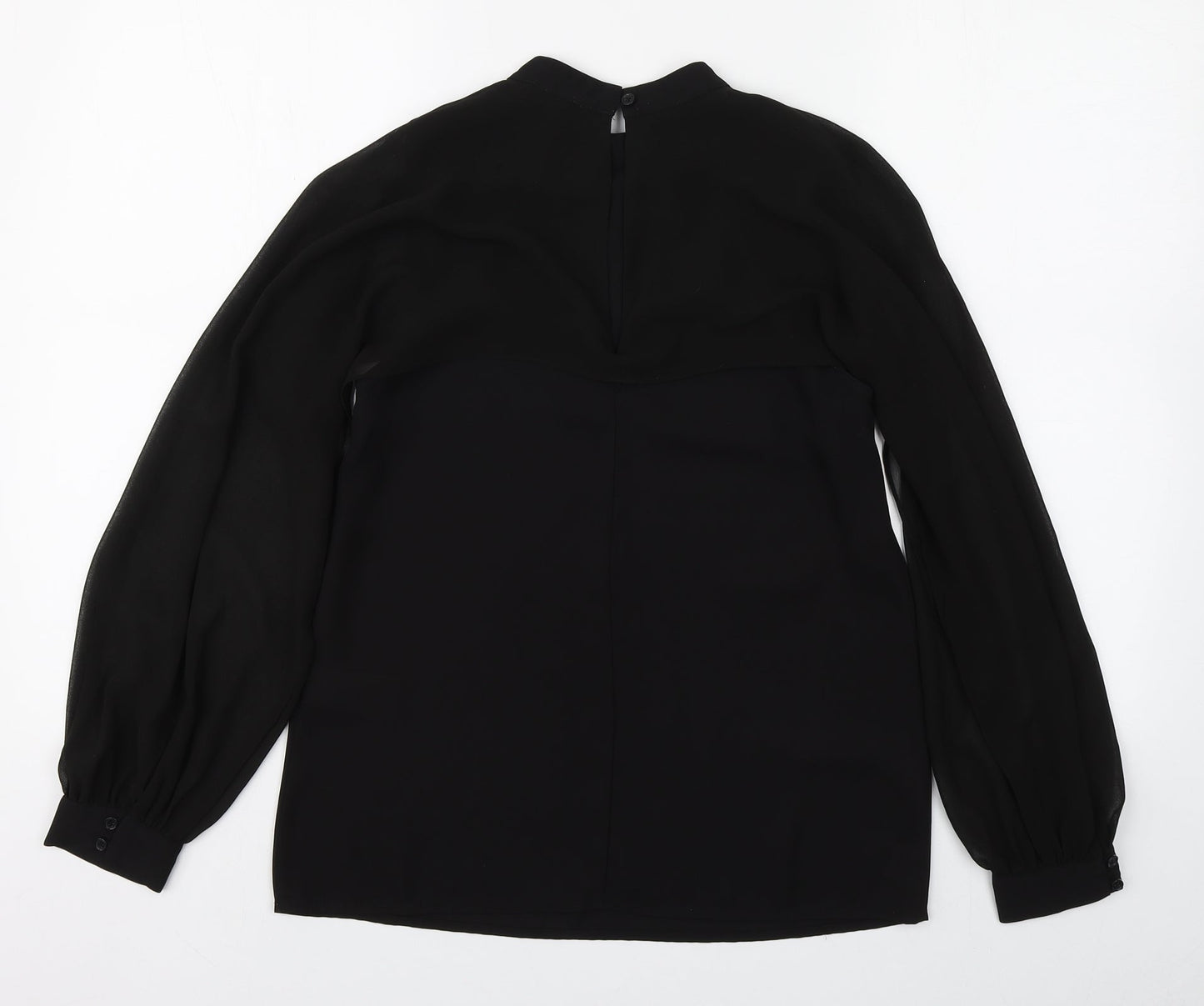 Warehouse Womens Black  Polyester Basic Blouse Size 6 Round Neck