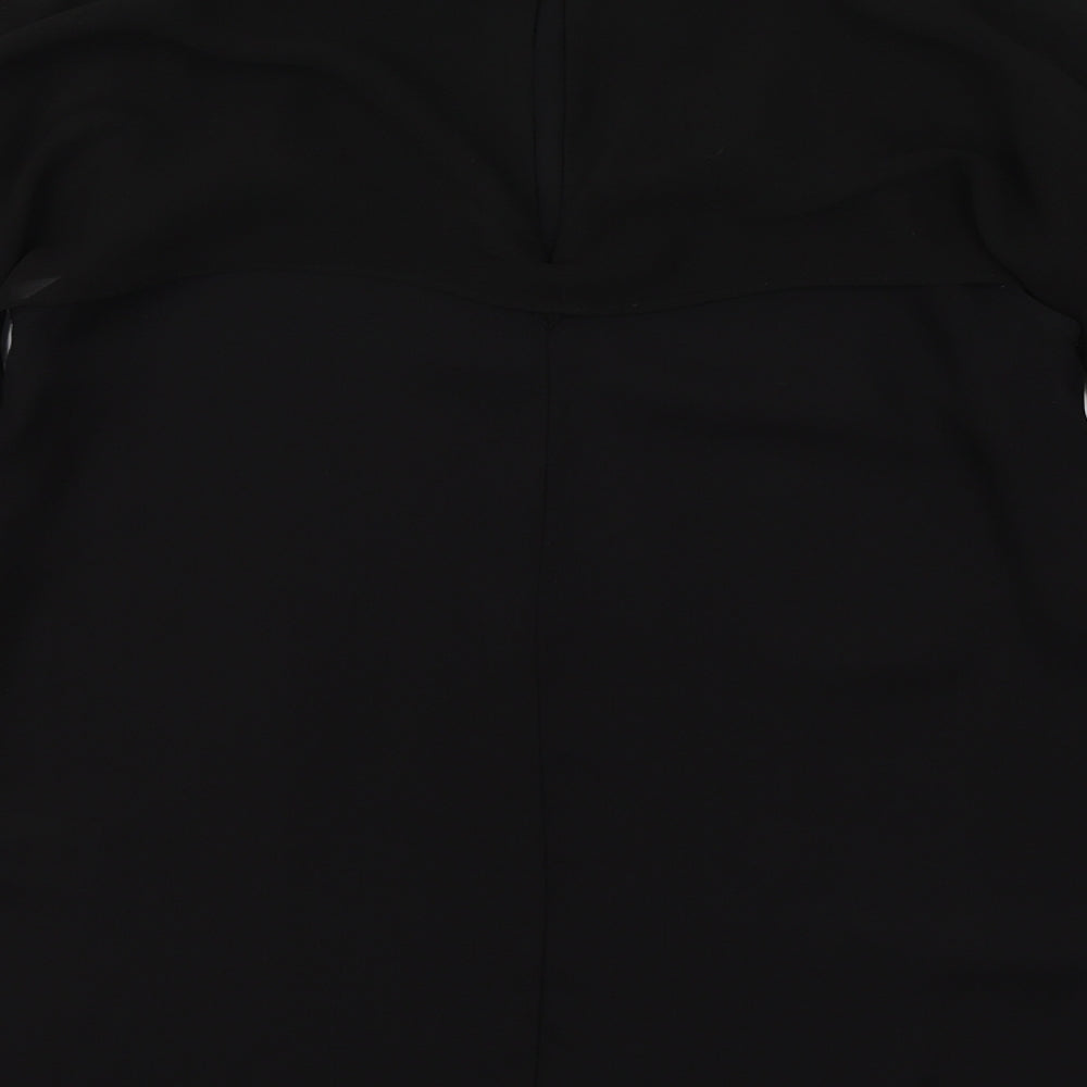 Warehouse Womens Black  Polyester Basic Blouse Size 6 Round Neck