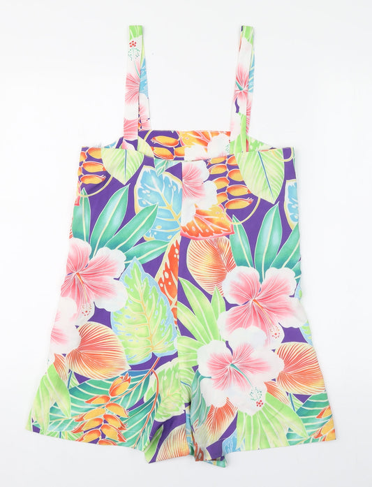 Dancing Leopard Womens Multicoloured Floral Polyester Playsuit One-Piece Size 8  Zip