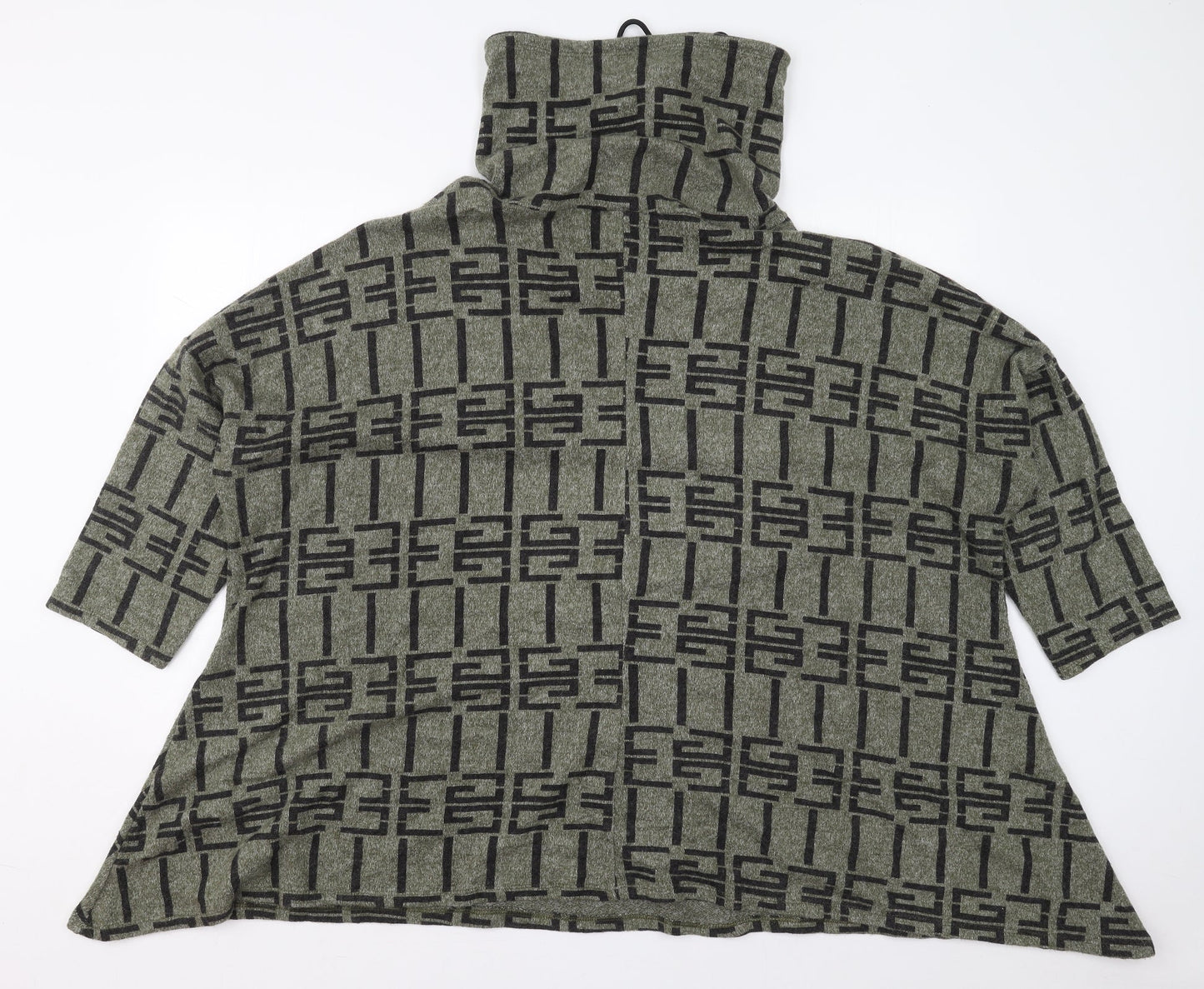 New Collection Womens Green Geometric Viscose Pullover Sweatshirt Size XL  Pullover