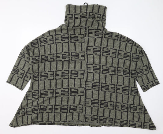 New Collection Womens Green Geometric Viscose Pullover Sweatshirt Size XL  Pullover
