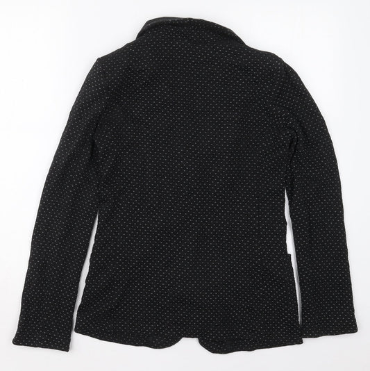 Henry Holland Womens Black Geometric Cotton Jacket Blazer Size 8