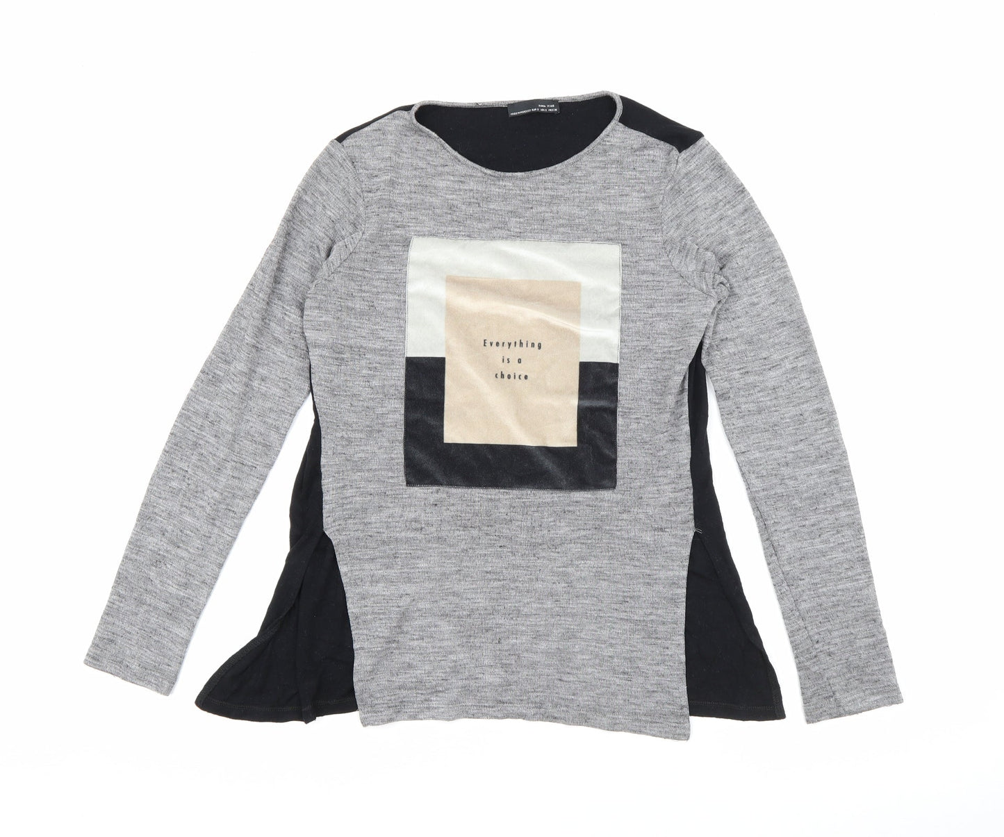 Zara Womens Grey Round Neck  Acrylic Pullover Jumper Size S