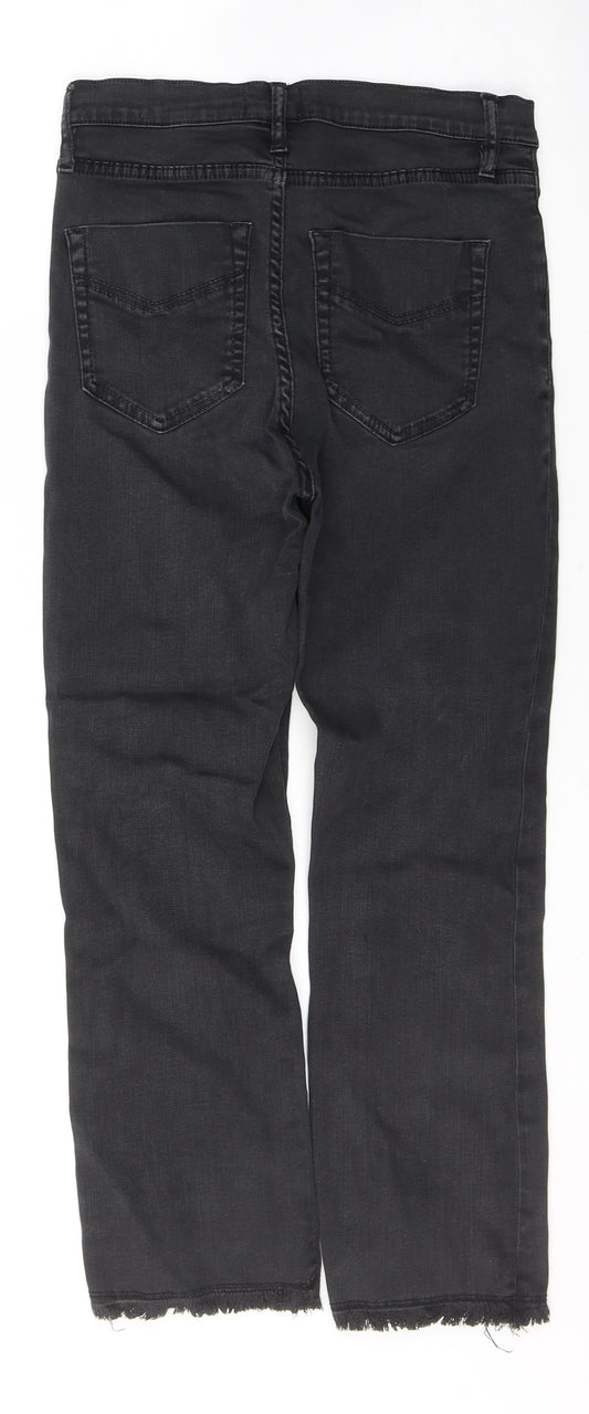 Mirella Womens Black  Cotton Cropped Jeans Size 24 in L24 in Regular Button