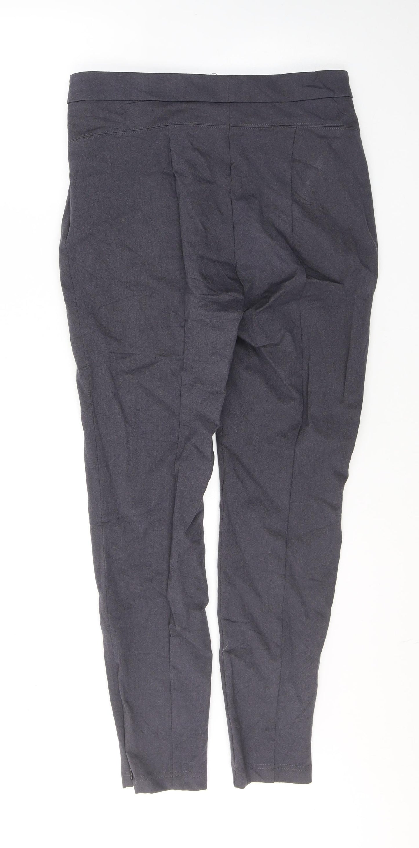 Marks and Spencer Womens Grey  Viscose Trousers  Size 14 L29 in Regular Button