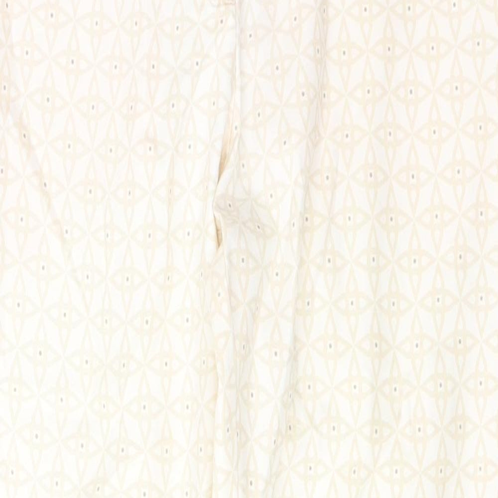 H&M Womens Ivory Geometric Cotton Skinny Jeans Size 10 L27 in Regular Button