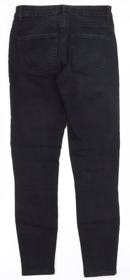 Denim & Co. Womens Black  Cotton Skinny Jeans Size 8 L25.5 in Regular Zip