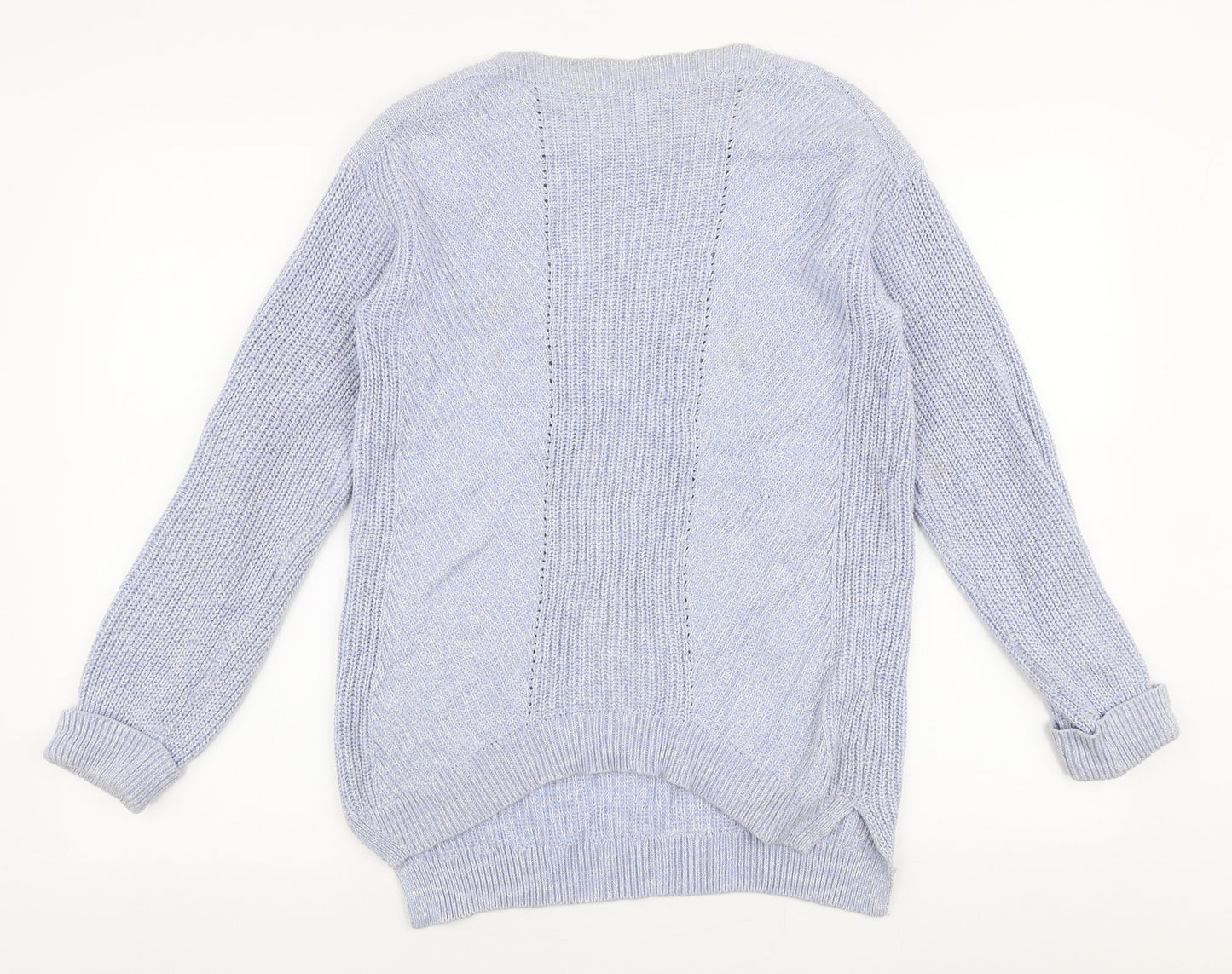 Marks and Spencer Womens Blue Boat Neck  Cotton Pullover Jumper Size S
