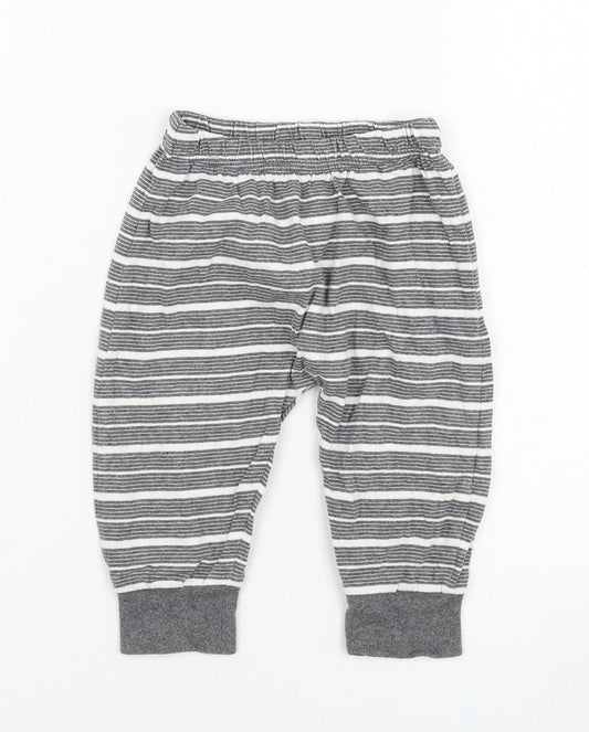 Lucy & Sam Boys Green Striped Cotton Jogger Trousers Size 9-12 Months  Pullover