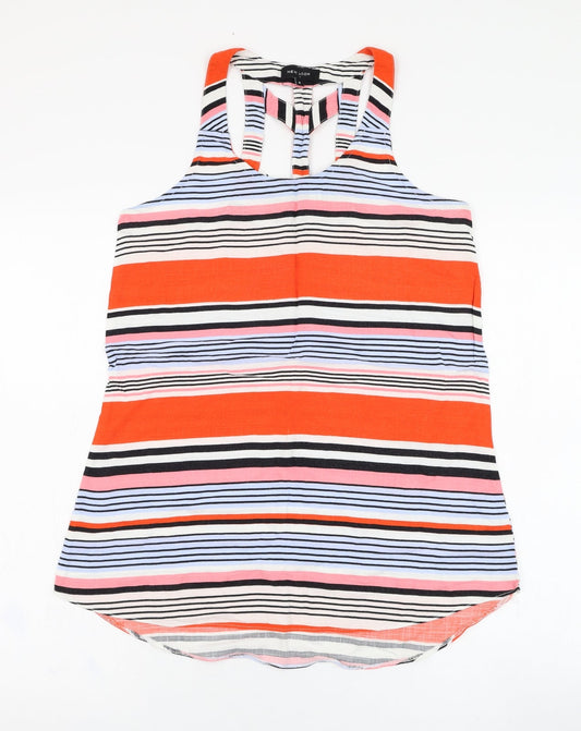 New Look Womens Multicoloured Striped Viscose Basic Tank Size 8 Round Neck