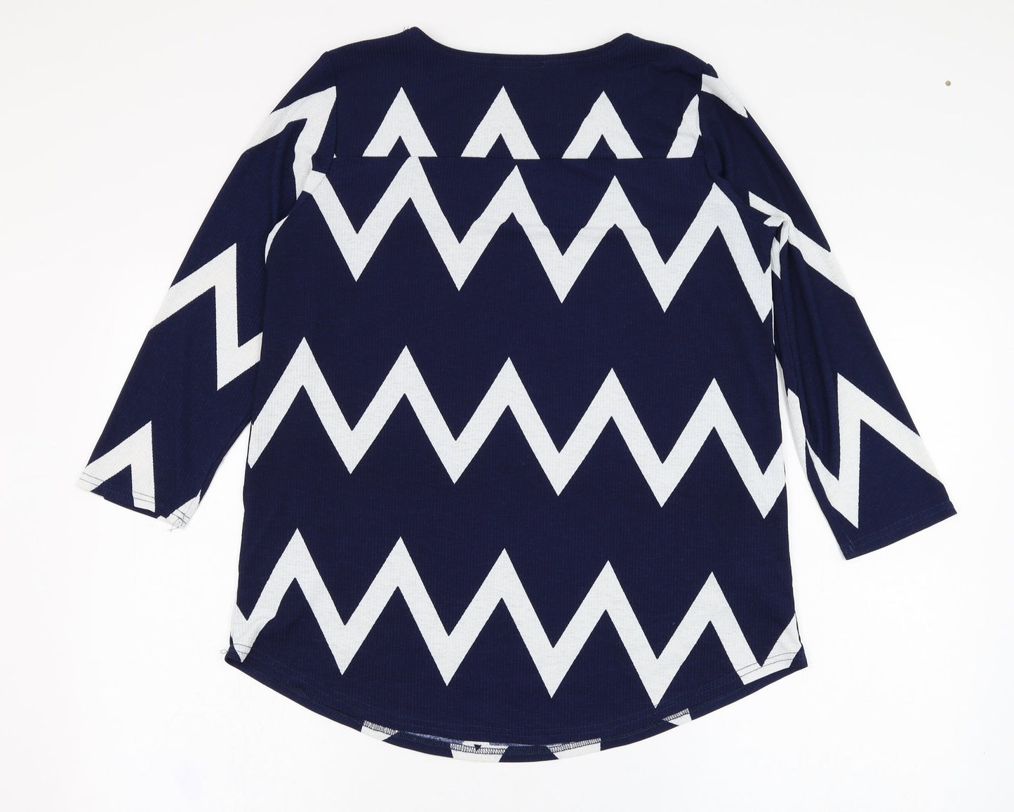 Gerard Womens Blue Striped Polyester Tunic Blouse Size 10 Round Neck
