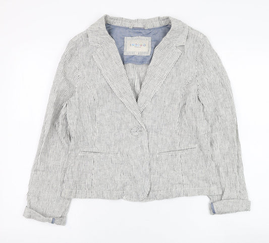 Marks and Spencer Womens Ivory Striped  Jacket Blazer Size 12  Button