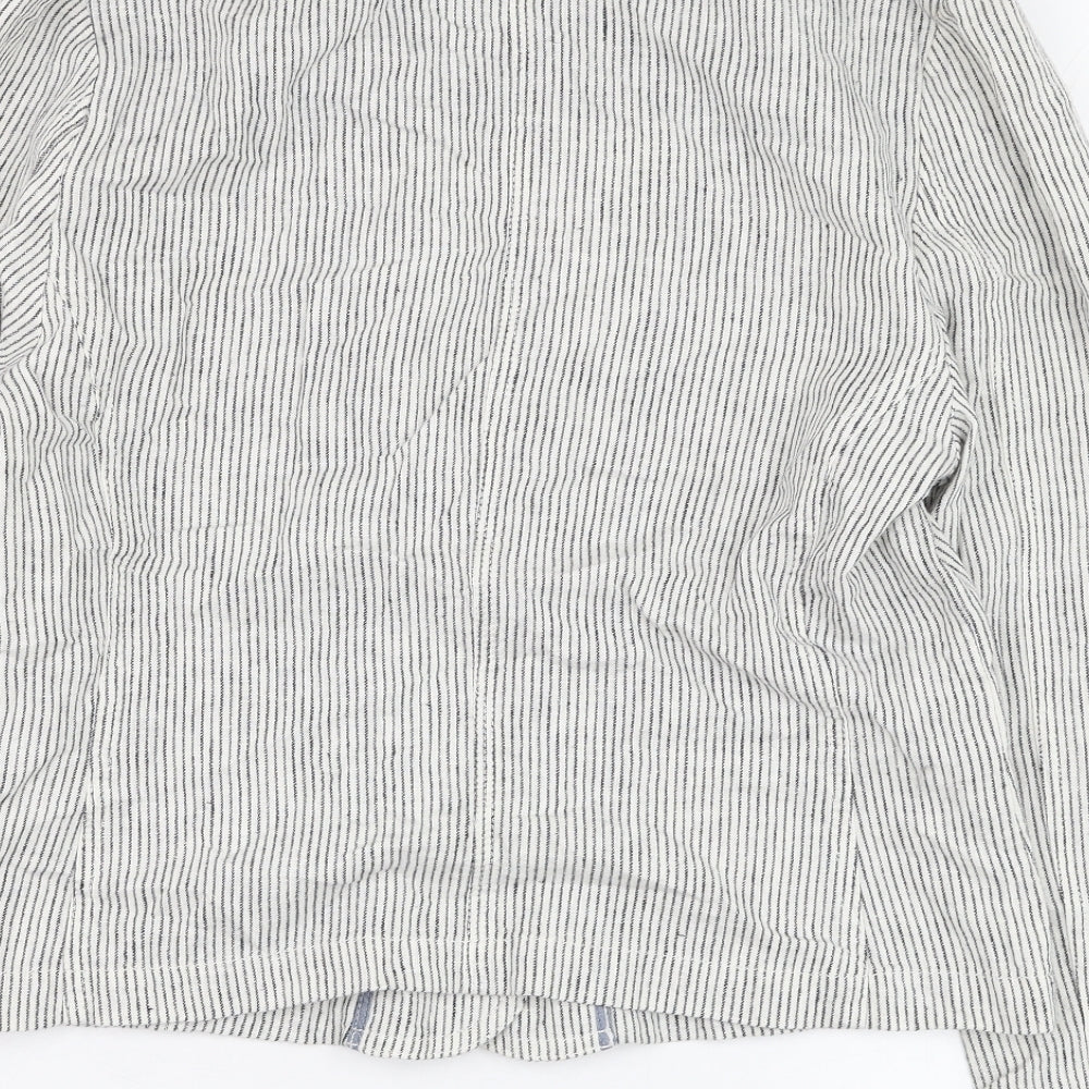 Marks and Spencer Womens Ivory Striped  Jacket Blazer Size 12  Button