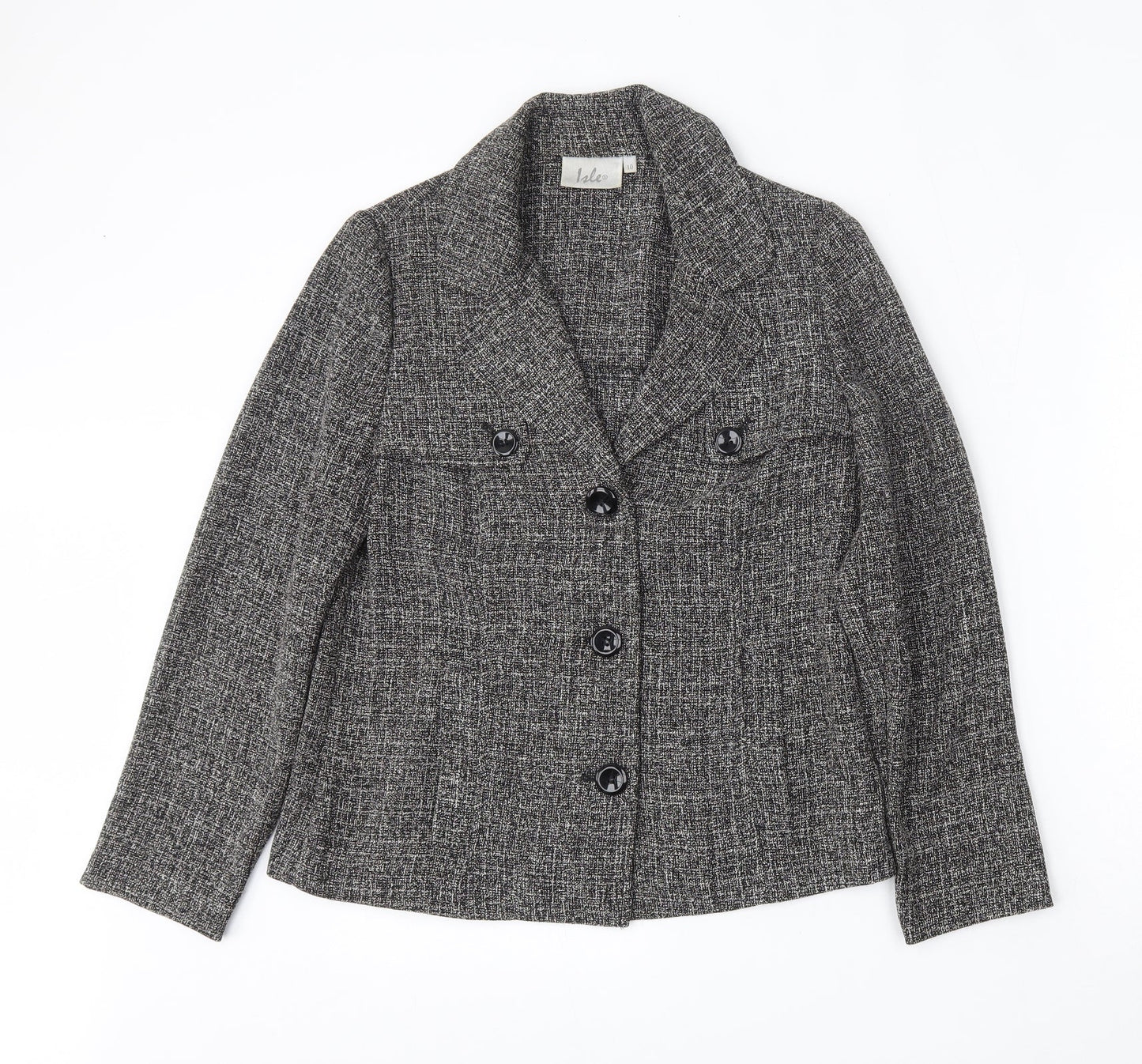 Isle Womens Grey  Polyester Jacket Blazer Size 10