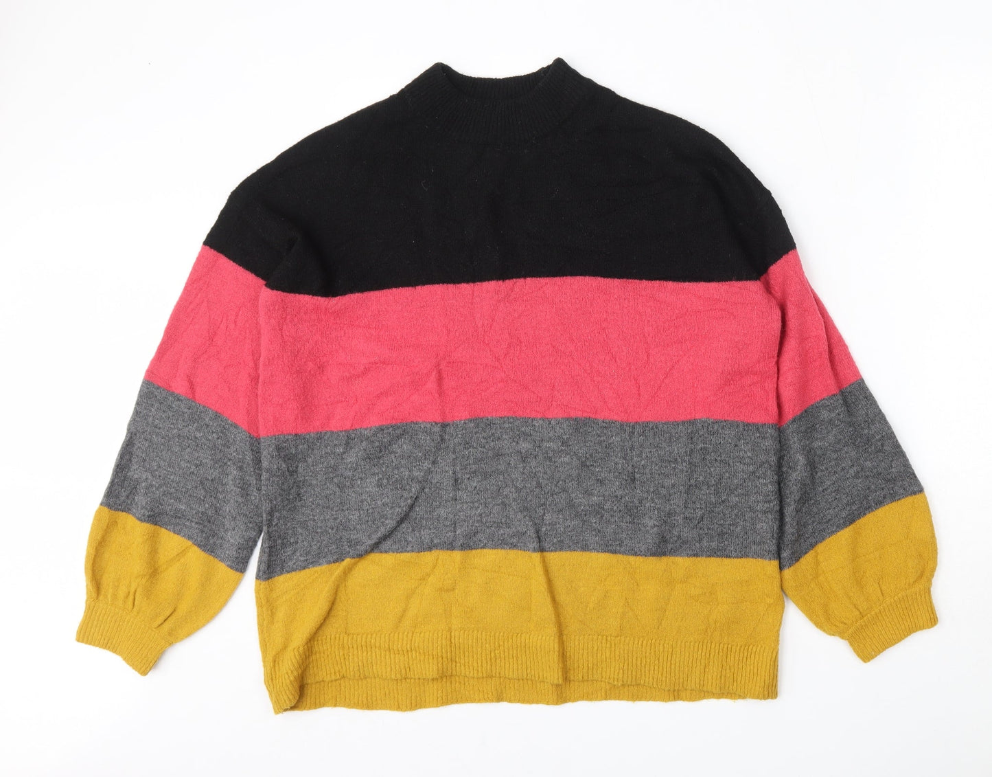 Matalan Womens Multicoloured Round Neck Striped Acrylic Pullover Jumper Size S