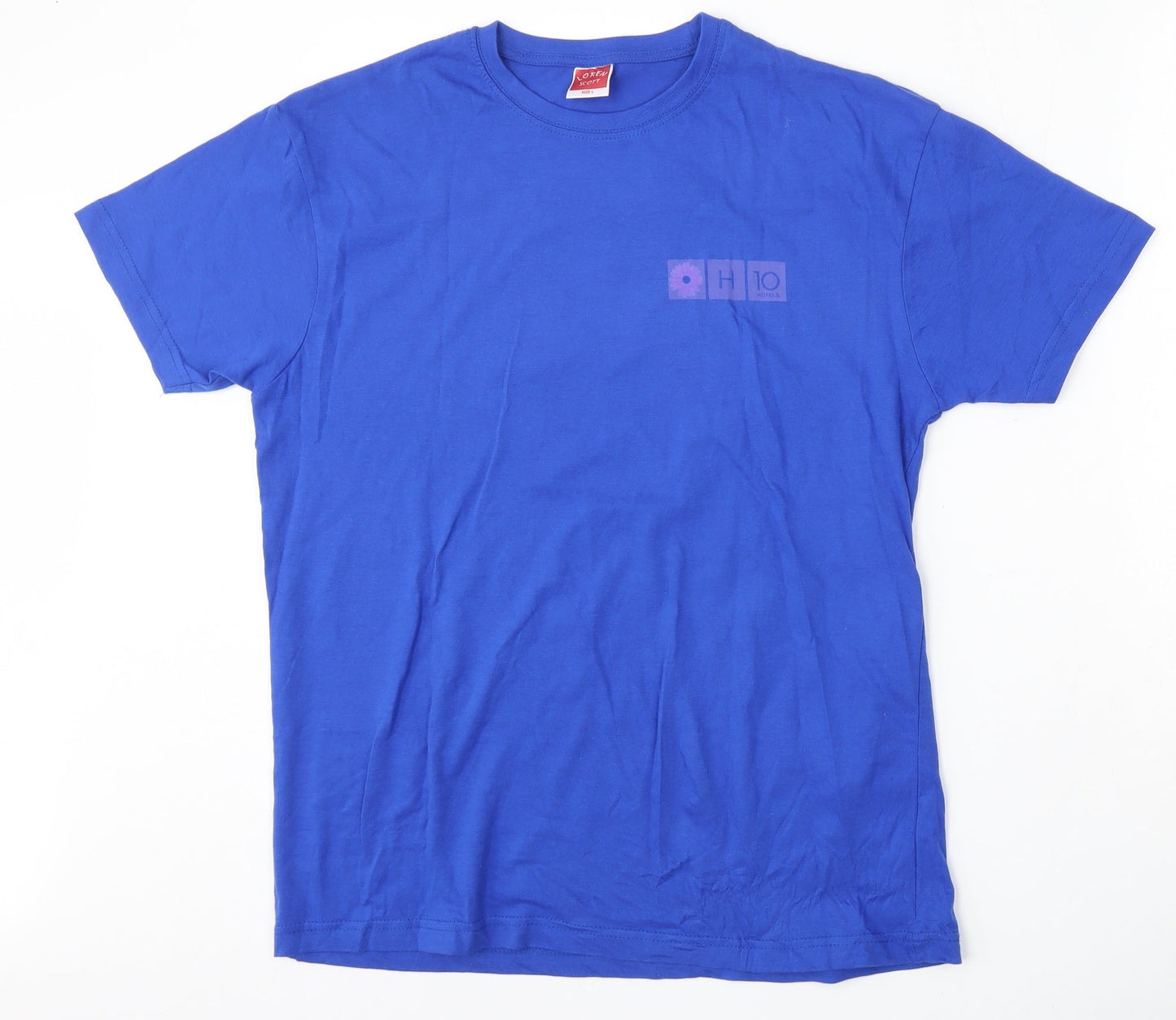 Loren Scott Womens Blue  Polyester Basic T-Shirt Size L Round Neck