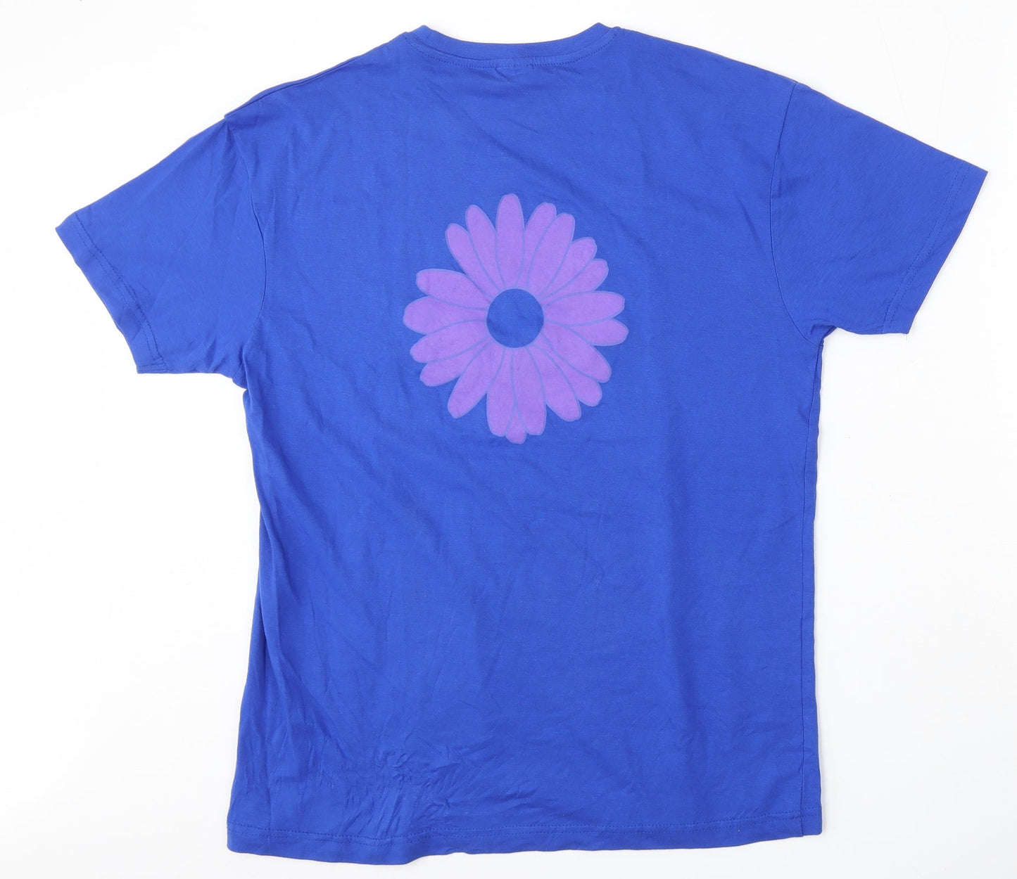Loren Scott Womens Blue  Polyester Basic T-Shirt Size L Round Neck