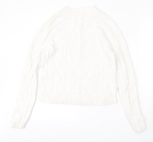 Gap Womens White Round Neck  Cotton Pullover Jumper Size XS