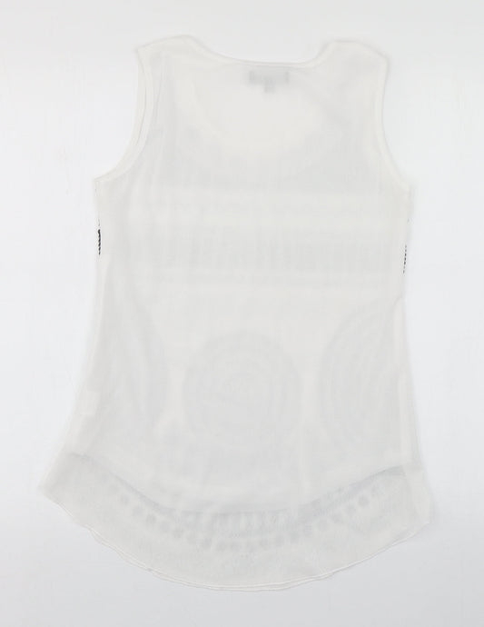 Caroline Morgan Womens White  Polyester Basic Tank Size 8 Scoop Neck