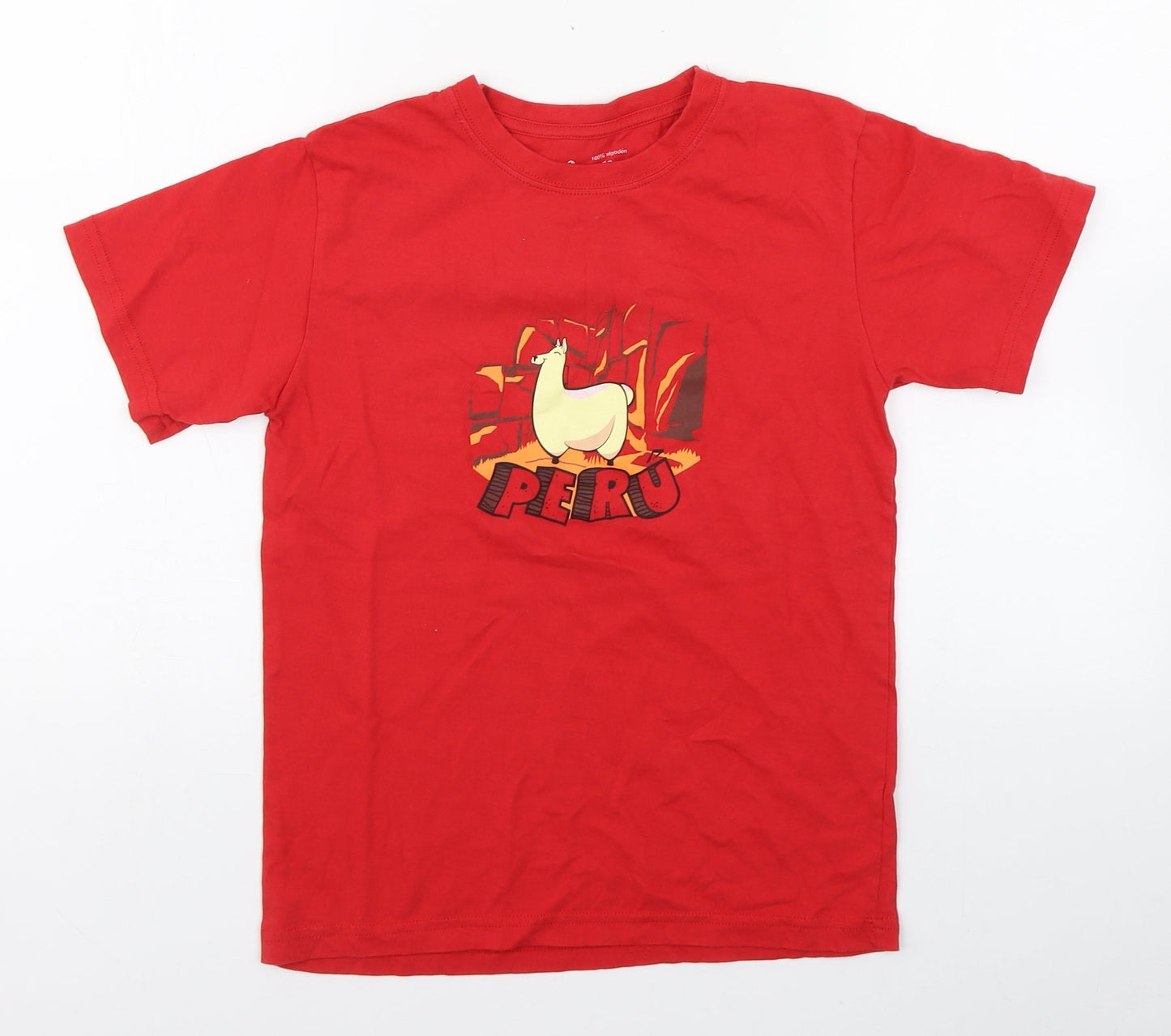 Morpho Boys Red  100% Cotton Basic T-Shirt Size 12 Years Round Neck Pullover