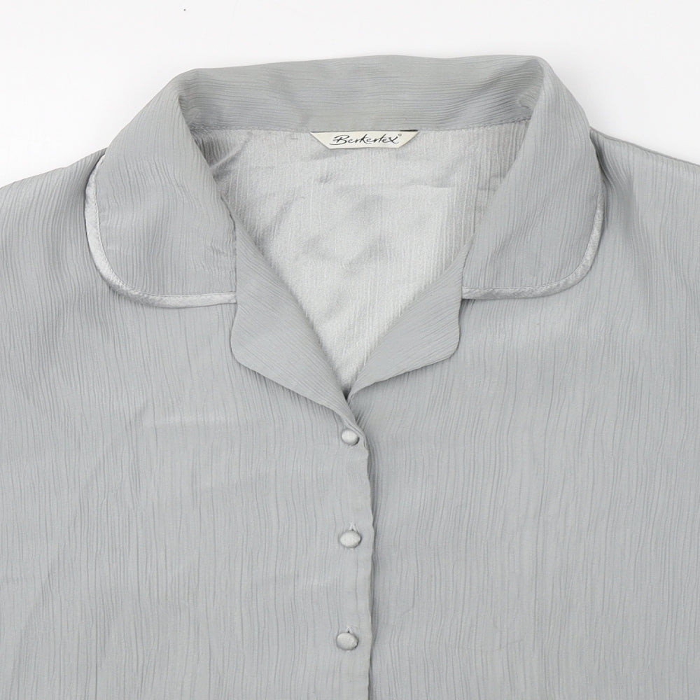 Bertex Womens Silver  Polyester Basic Button-Up Size 24 Collared