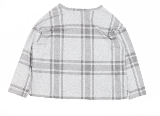 Marks and Spencer Womens Grey Plaid Polyester Pullover Sweatshirt Size 18  Pullover