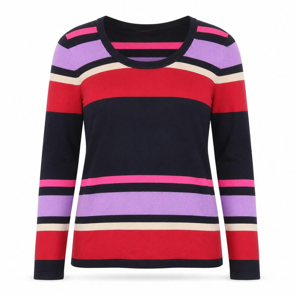 Savoir Womens Multicoloured Round Neck Striped Viscose Pullover Jumper Size 14