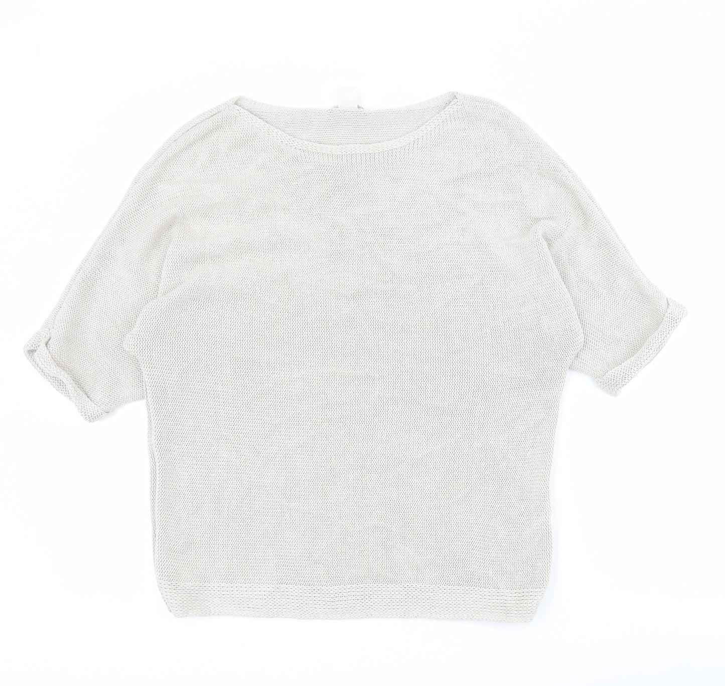 H&M Womens Beige Round Neck  Acrylic Pullover Jumper Size S