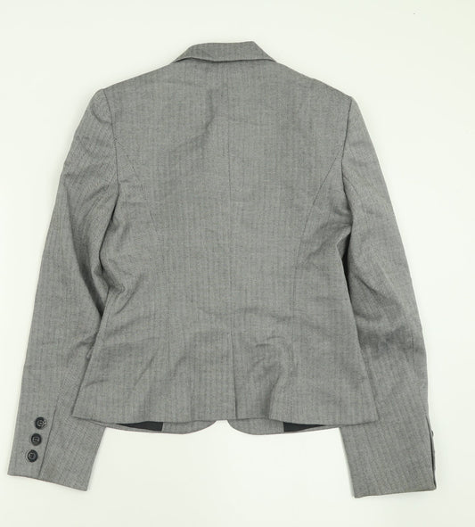 Dorothy Perkins Womens Grey Geometric  Jacket Blazer Size 10  Button