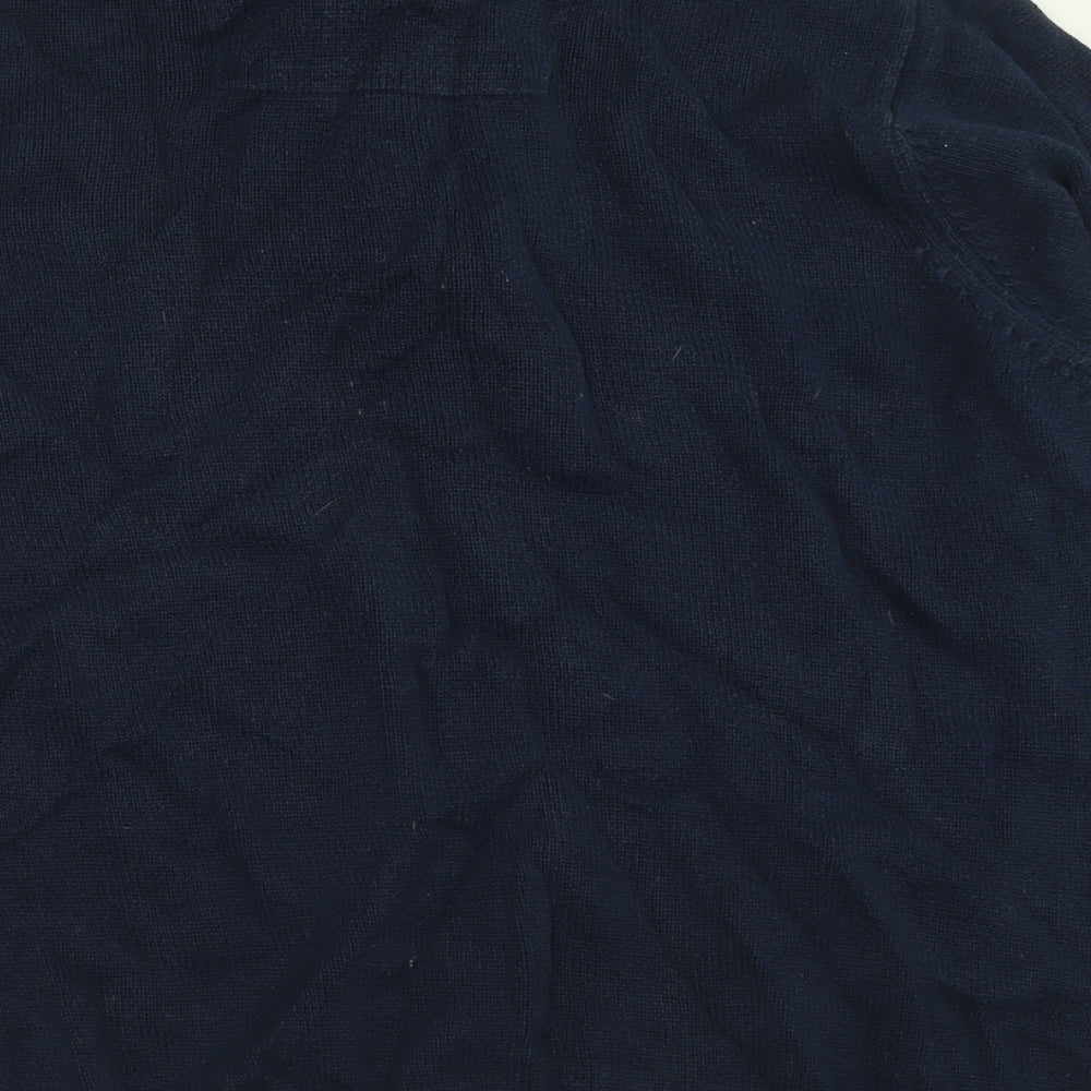 Blue Harbour Mens Blue High Neck  Cotton Pullover Jumper Size L