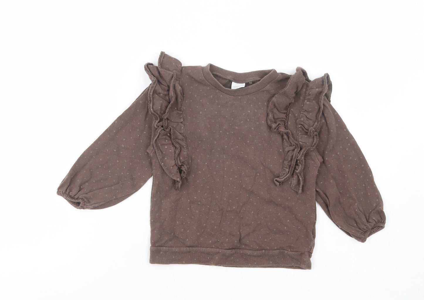 NEXT Girls Brown Geometric Cotton Pullover Sweatshirt Size 2-3 Years  Pullover