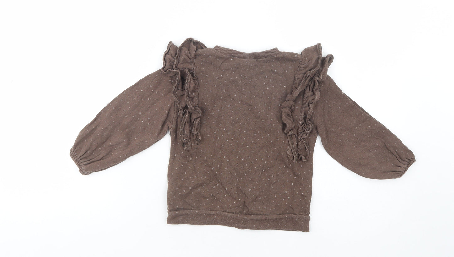 NEXT Girls Brown Geometric Cotton Pullover Sweatshirt Size 2-3 Years  Pullover
