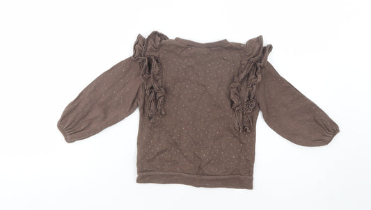 NEXT Girls Brown Geometric Cotton Pullover Sweatshirt Size 2-3 Years  Pullover