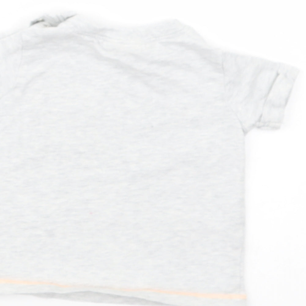 NEXT Baby Grey  Cotton Basic T-Shirt Size 0-3 Months Crew Neck Snap