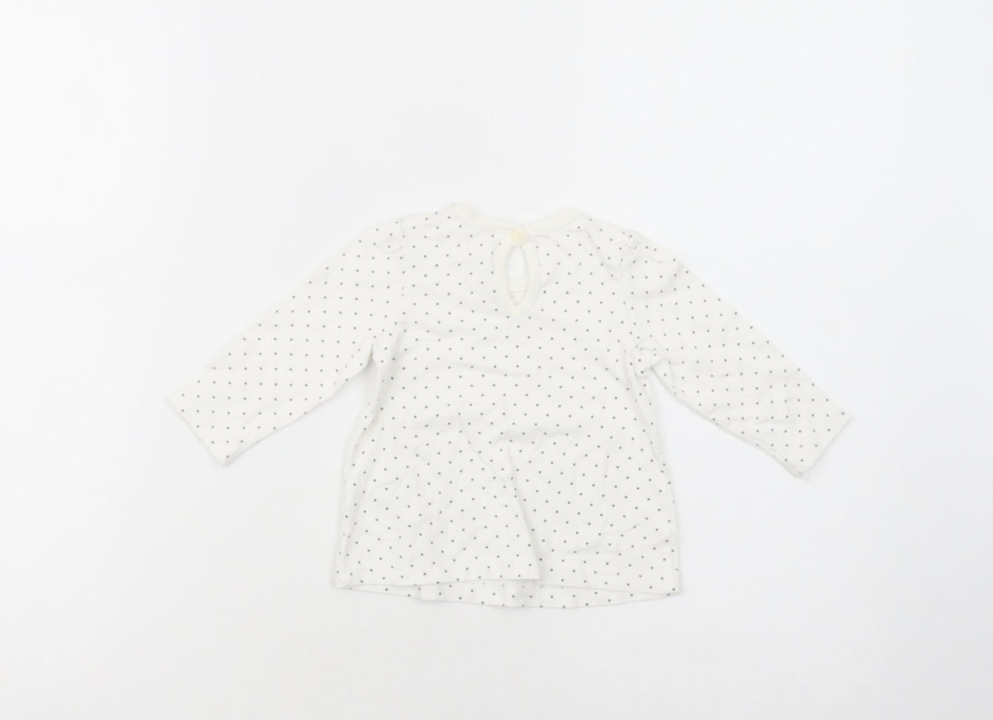 George Baby White Polka Dot Cotton Basic T-Shirt Size 3-6 Months Crew Neck Button