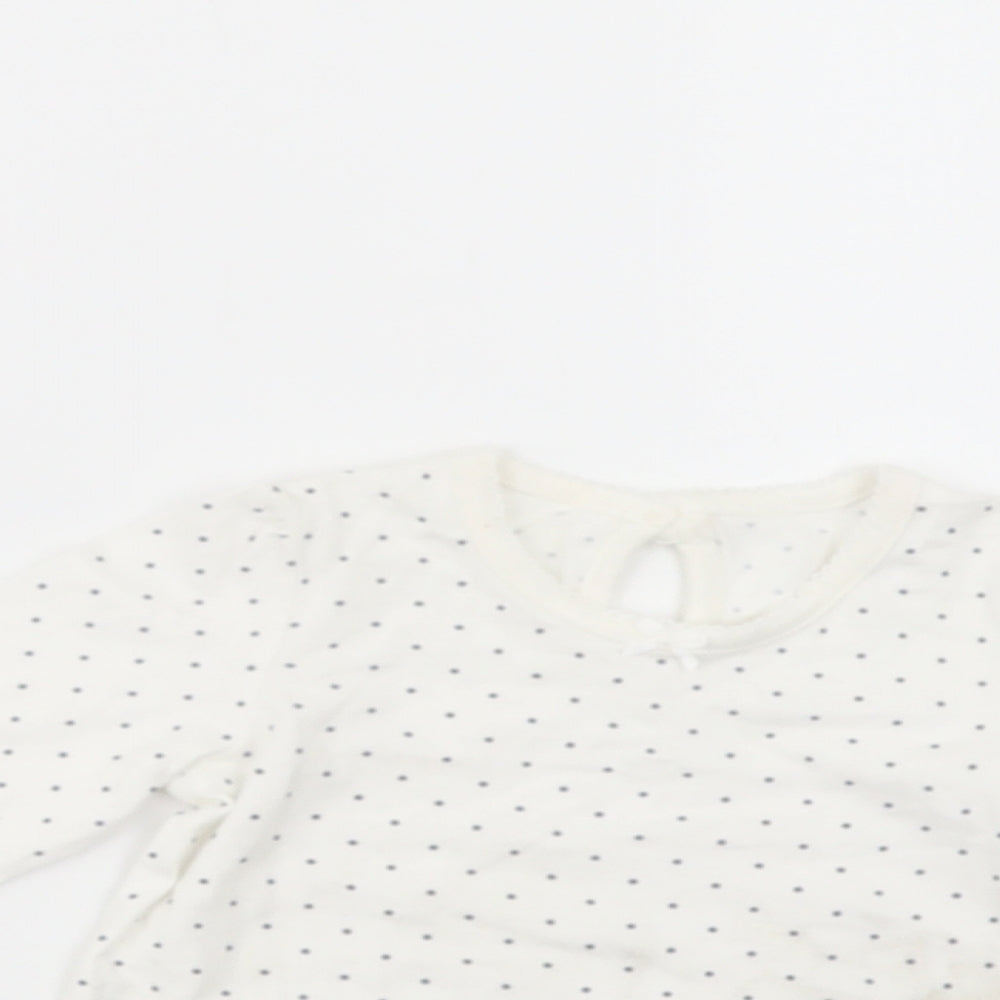 George Baby White Polka Dot Cotton Basic T-Shirt Size 3-6 Months Crew Neck Button