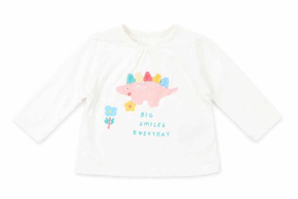 NEXT Baby White  Cotton Basic T-Shirt Size Newborn Crew Neck Snap - Dino