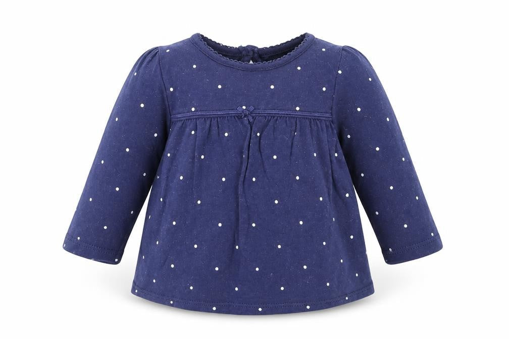 George Baby Blue Polka Dot Cotton Basic Blouse Size 0-3 Months Crew Neck Button