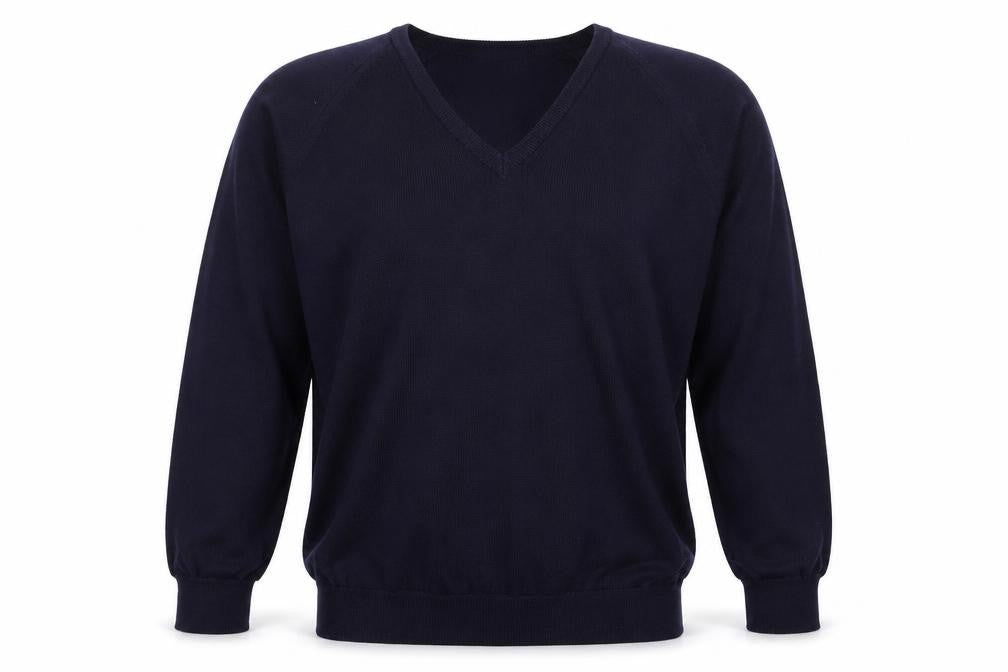 Mens Classic Mens Blue V-Neck  Acrylic Pullover Jumper Size L