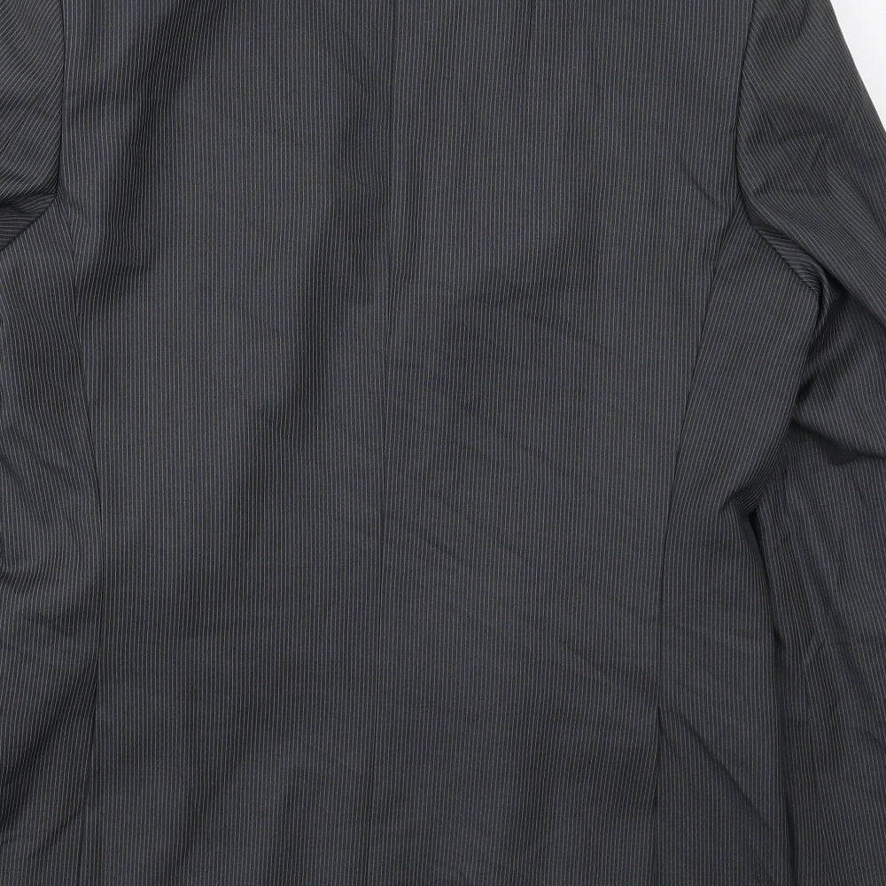 F&F Mens Grey Striped Polyester Jacket Suit Jacket Size 38