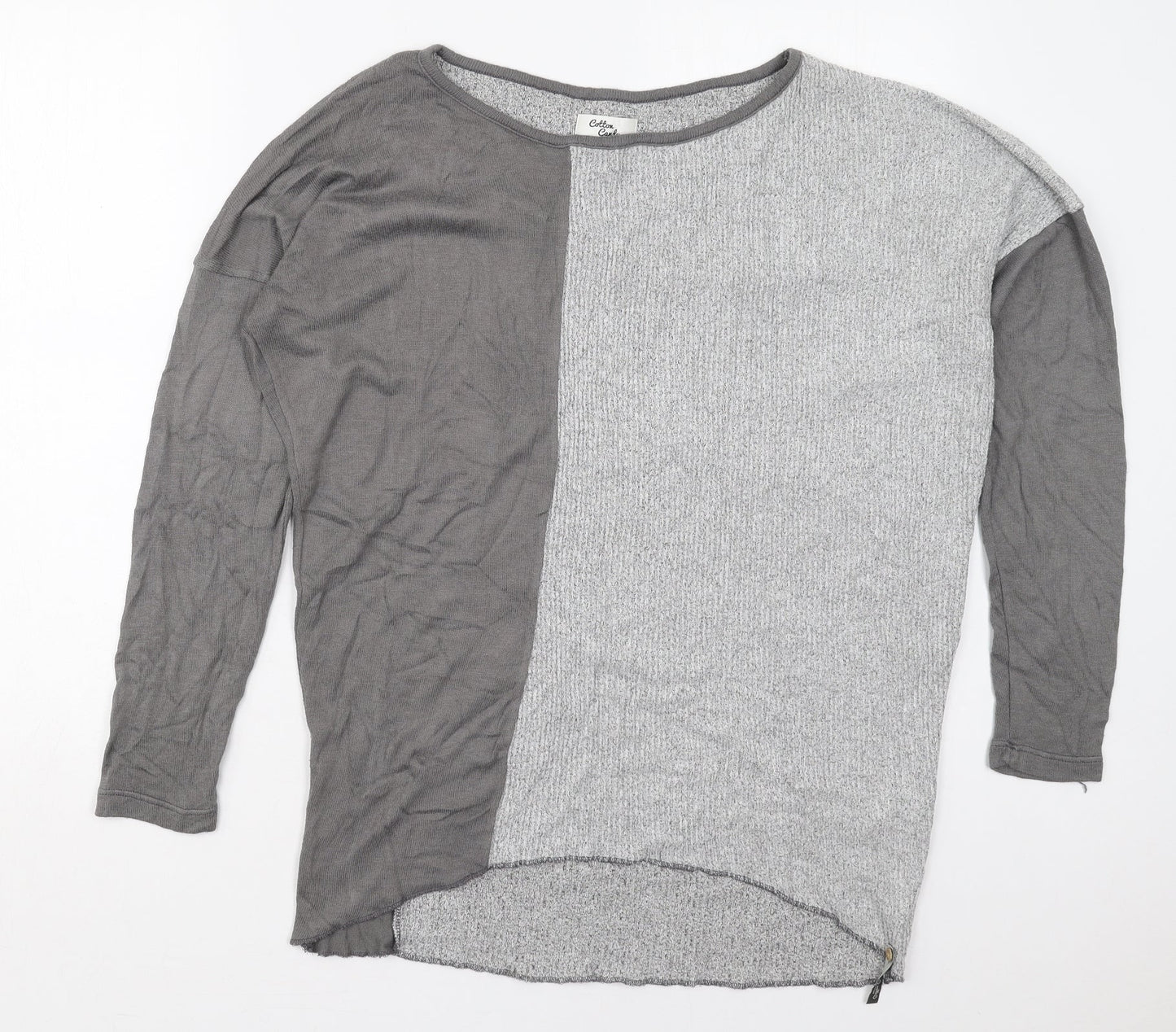 Cotton Candy Womens Grey Boat Neck  Viscose Pullover Jumper Size M