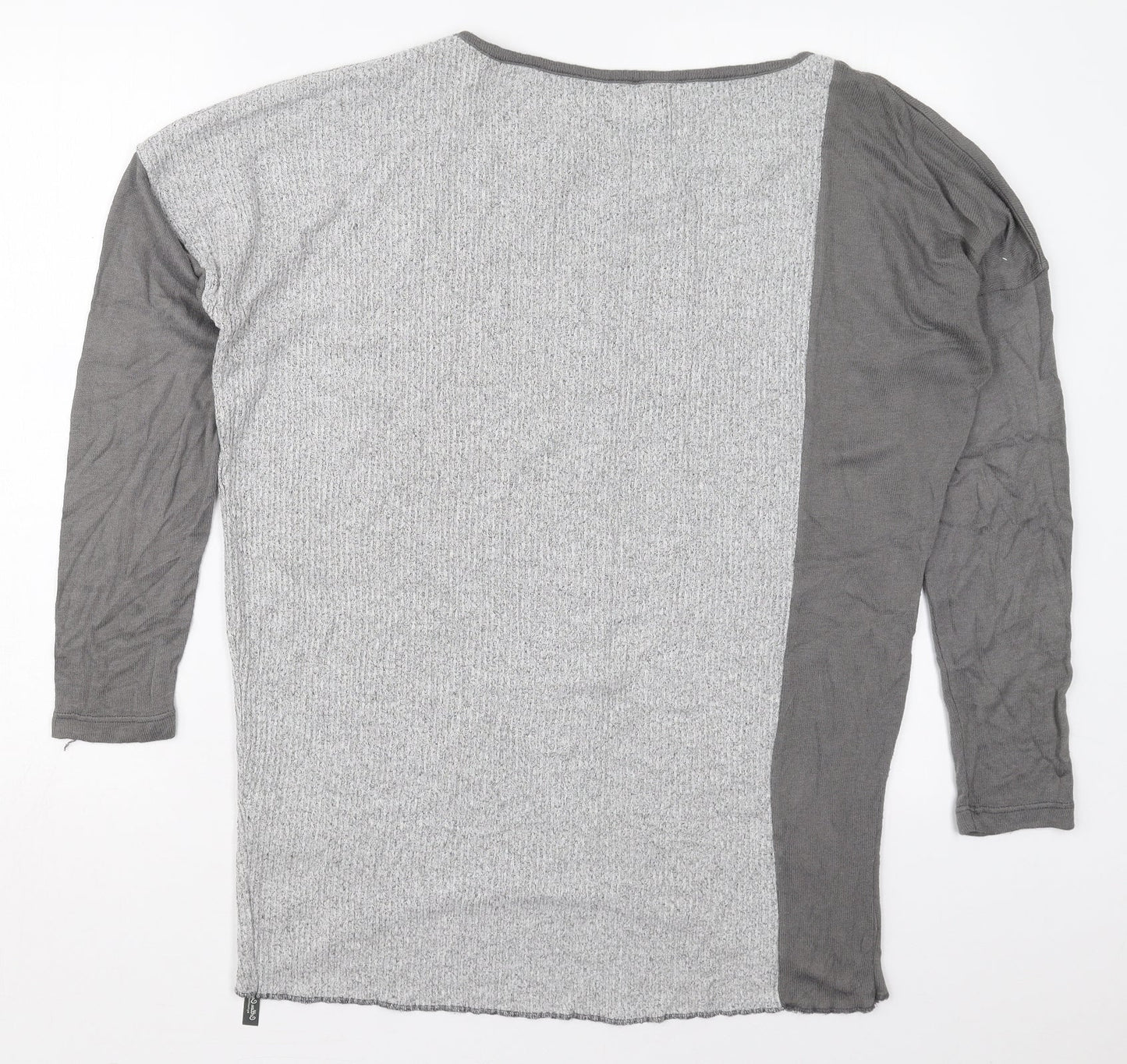 Cotton Candy Womens Grey Boat Neck  Viscose Pullover Jumper Size M