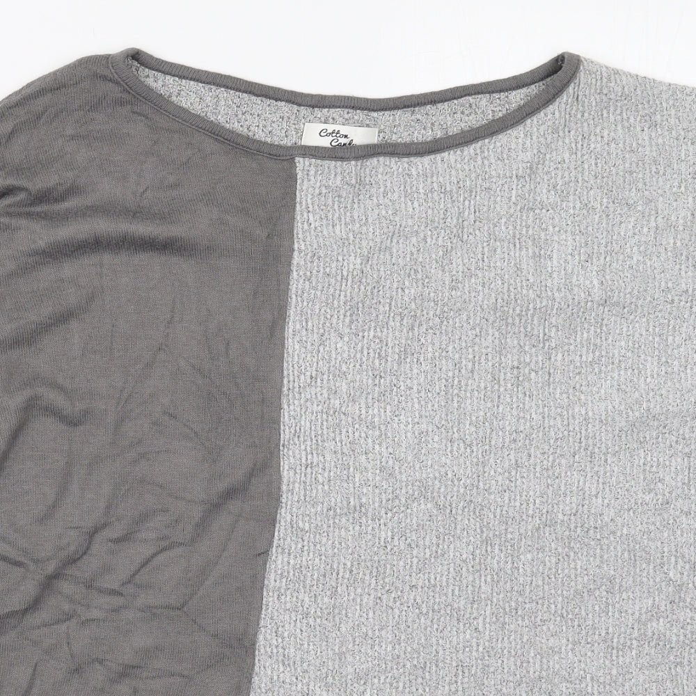 Cotton Candy Womens Grey Boat Neck  Viscose Pullover Jumper Size M